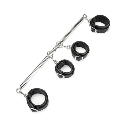 LUX FETISH 4 CUFF EXPANDABLE SPREADER BAR SET WITH DETACHABLE WRIST & ANKLE CUFFS