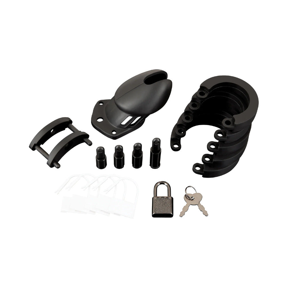 BLUE LINE SILICONE CHASTITY CAGE BLACK