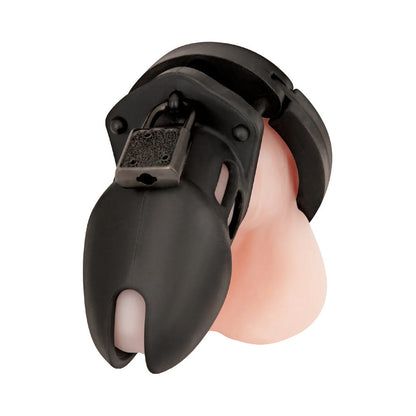 ELECTRIC EEL - BLUE LINE SILICONE CHASTITY CAGE BLACK