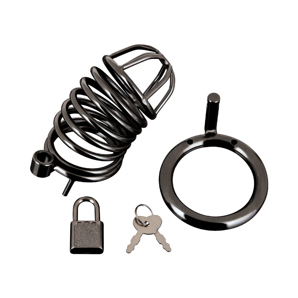 BLUE LINE DELUXE CHASTITY CAGE BLACK