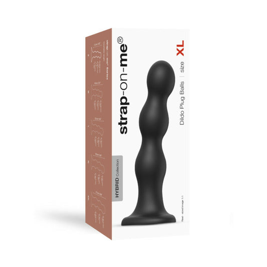 STRAP-ON-ME HYBRID COLLECTION SILICONE DILDO PLUG BALLS BLACK X-LARGE