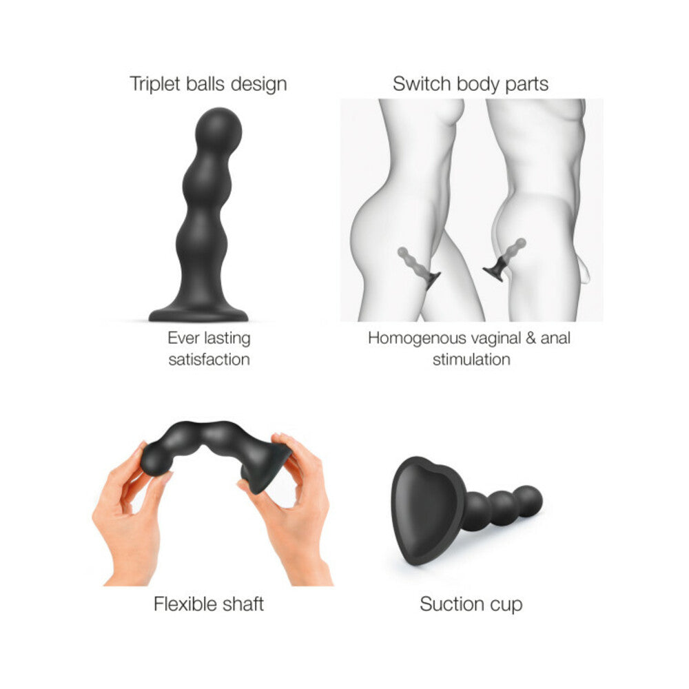 STRAP-ON-ME HYBRID COLLECTION SILICONE DILDO PLUG BALLS BLACK X-LARGE