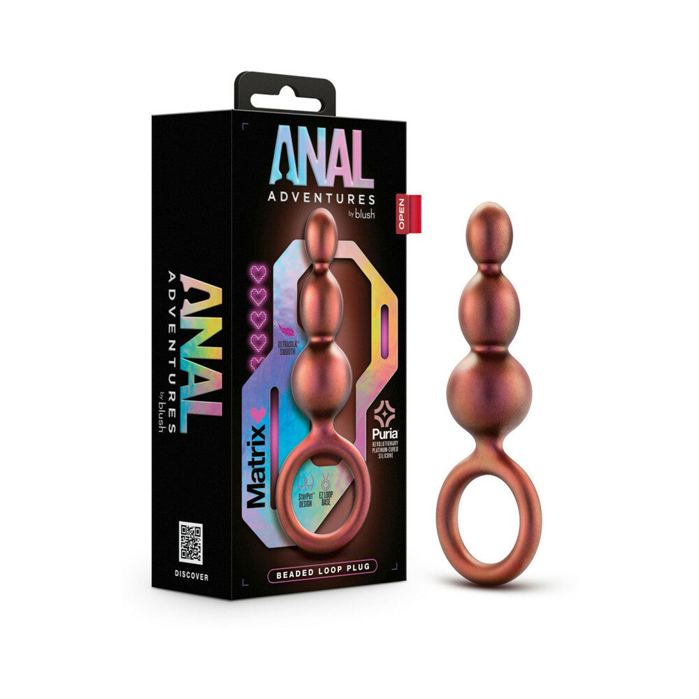 ANAL ADVENTURES MATRIX SILICONE BEADED LOOP PLUG COPPER