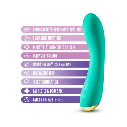 ARIA LUSCIOUS AF RECHARGEABLE SILICONE G-SPOT VIBRATOR TEAL