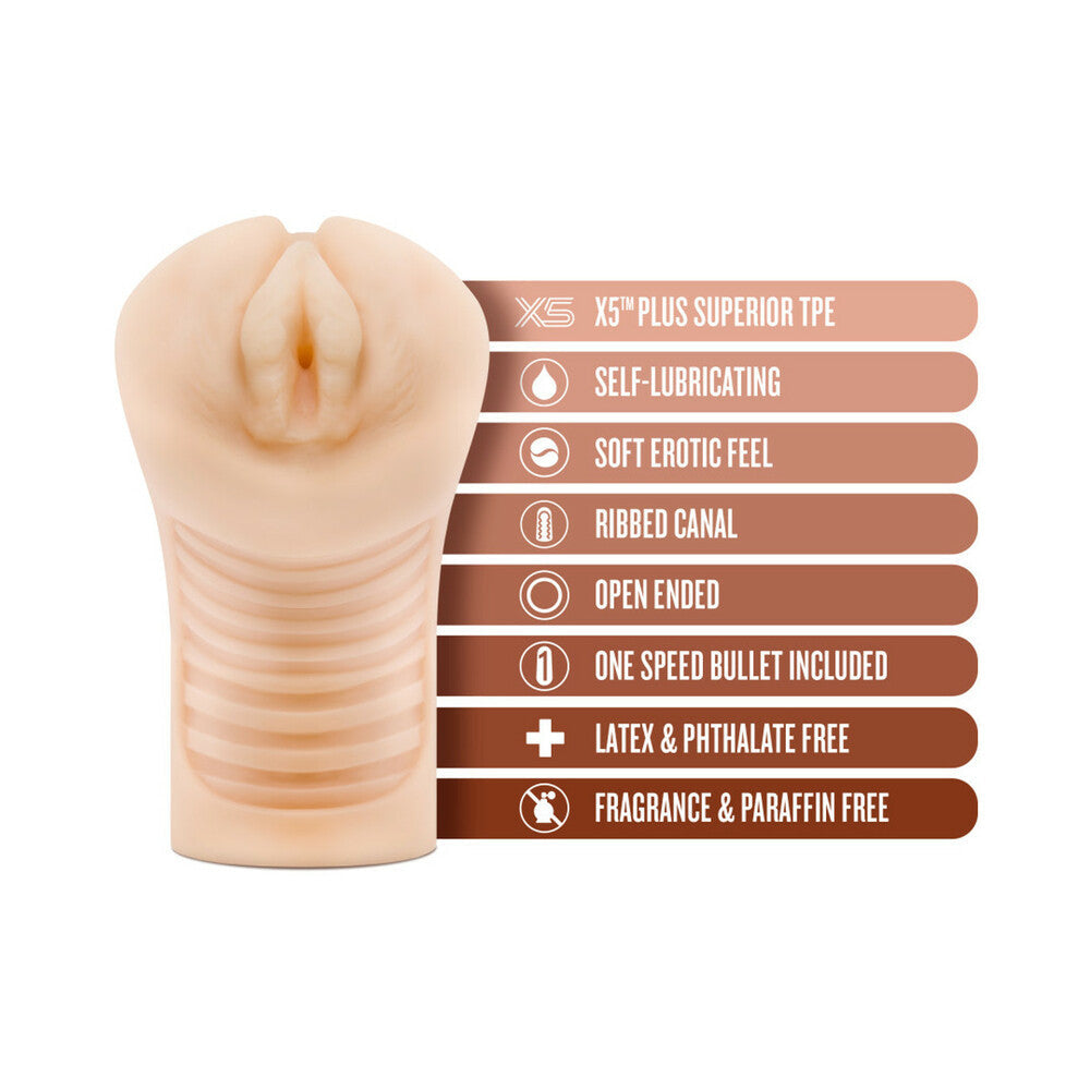 M ELITE SOFT + WET ANNABELLA VAGINA STROKER WITH BULLET VIBRATOR BEIGE