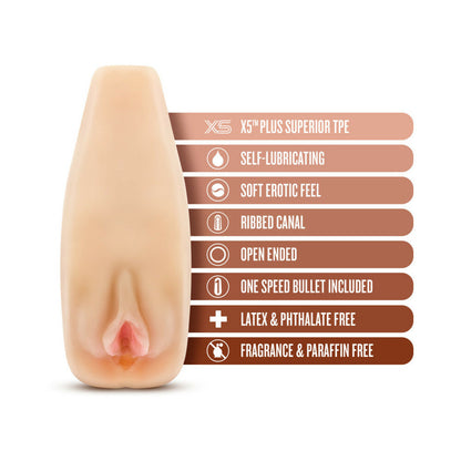 M ELITE SOFT + WET NATASHA VAGINA STROKER WITH BULLET VIBRATOR BEIGE