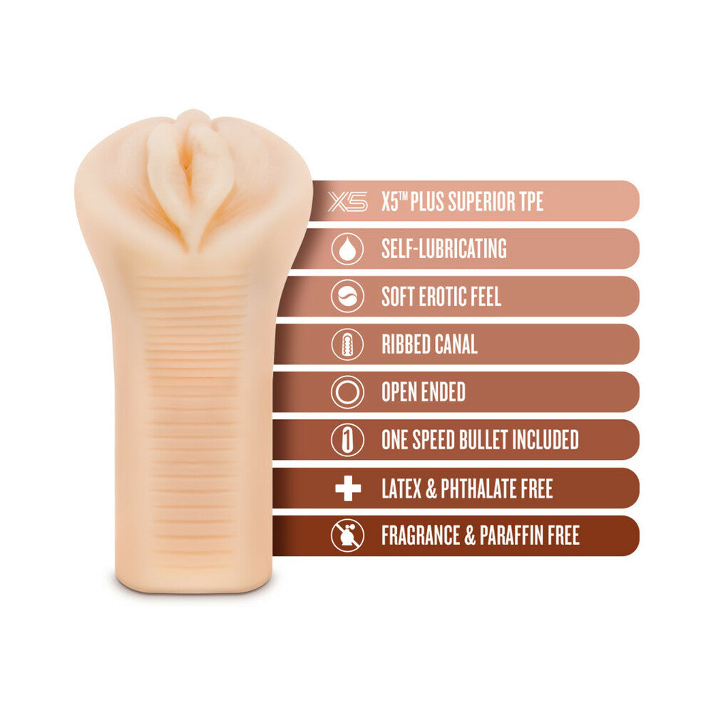 M ELITE SOFT + WET VERONIKA VAGINA STROKER WITH BULLET VIBRATOR BEIGE