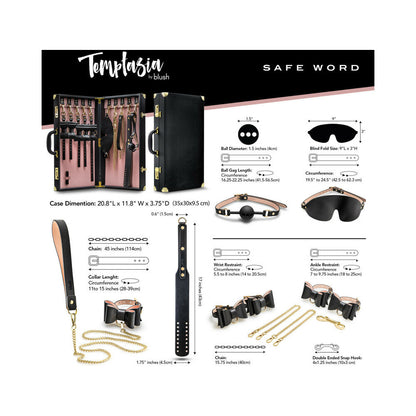 BLUSH - TEMPTASIA SAFE WORD 10-PIECE BONDAGE KIT WITH SUITCASE BLACK