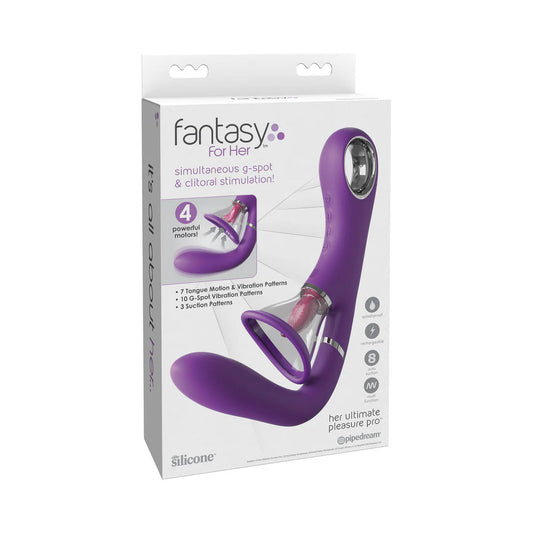 FANTASY FOR HER HER ULTIMATE PLEASURE PRO RECHARGEABLE SILICONE FLICKING SUCTION DUAL STIMULATOR
