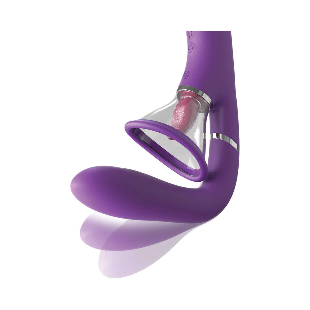 FANTASY FOR HER HER ULTIMATE PLEASURE PRO RECHARGEABLE SILICONE FLICKING SUCTION DUAL STIMULATOR
