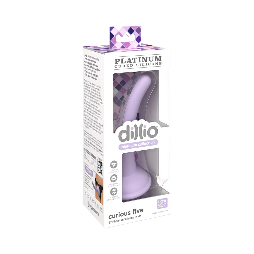 DILLIO PLATINUM COLLECTION CURIOUS FIVE 5 IN. SILICONE DILDO PURPLE