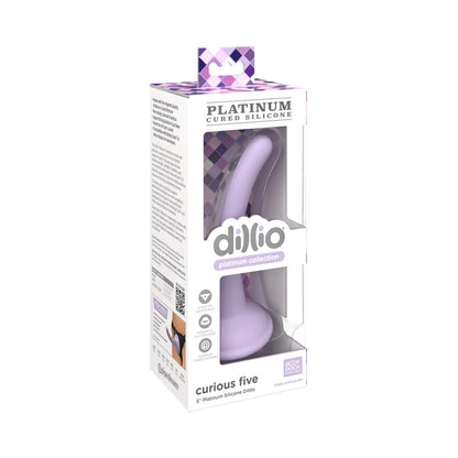 DILLIO PLATINUM COLLECTION CURIOUS FIVE 5 IN. SILICONE DILDO PURPLE