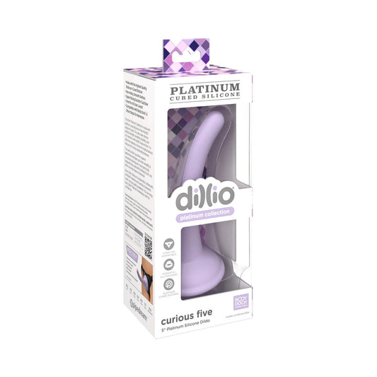 DILLIO PLATINUM COLLECTION CURIOUS FIVE 5 IN. SILICONE DILDO PURPLE