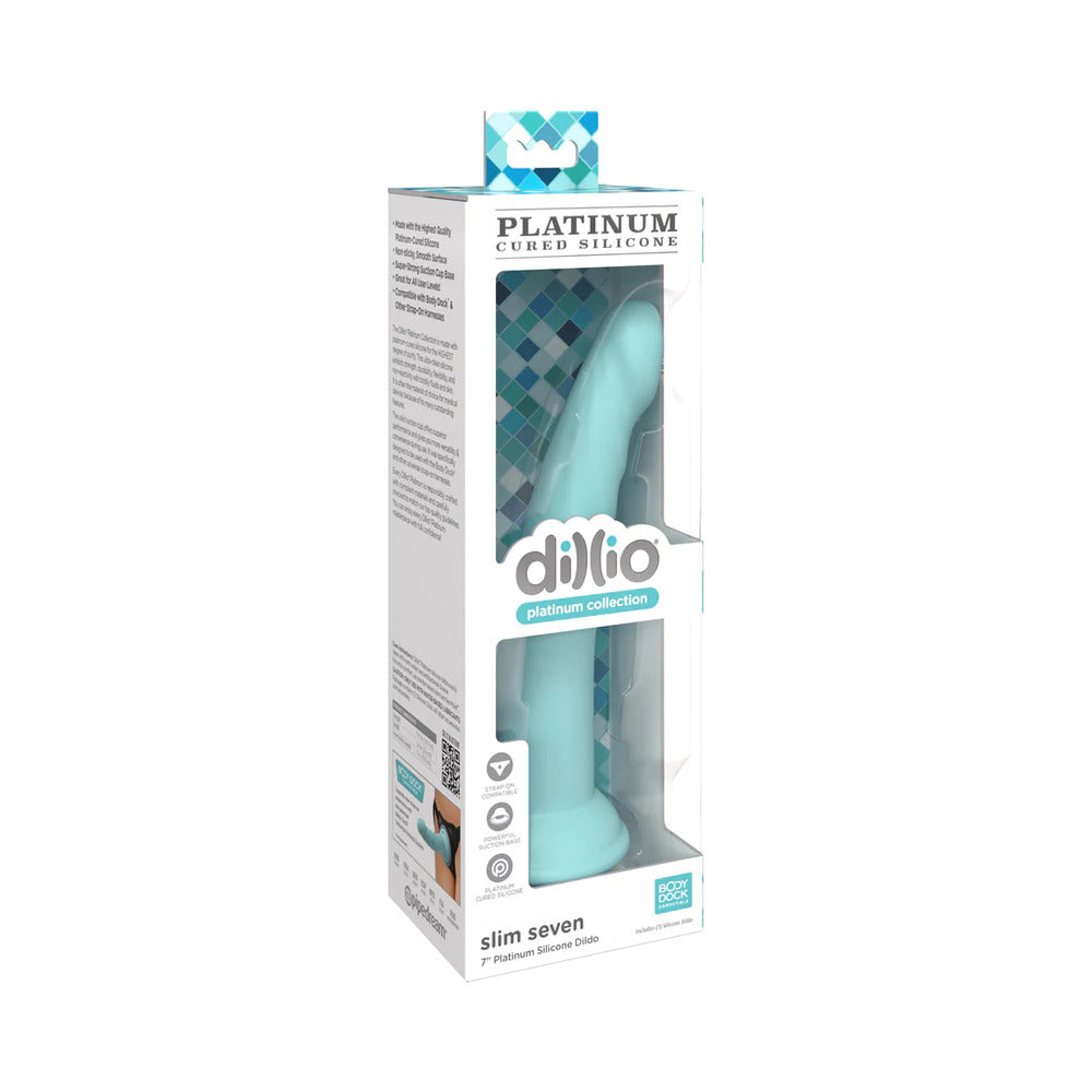 DILLIO PLATINUM COLLECTION SLIM SEVEN 7 IN. SILICONE DILDO TEAL