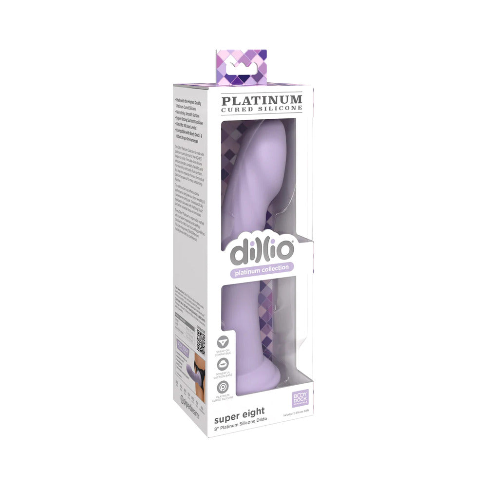 DILLIO PLATINUM COLLECTION SUPER EIGHT 8 IN. SILICONE DILDO PURPLE