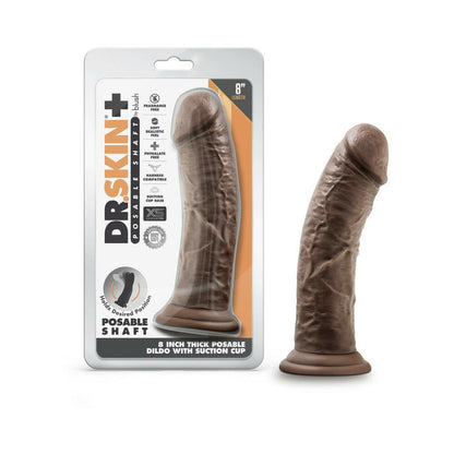 DR. SKIN PLUS THICK 8 IN. TRIPLE DENSITY POSABLE DILDO BROWN