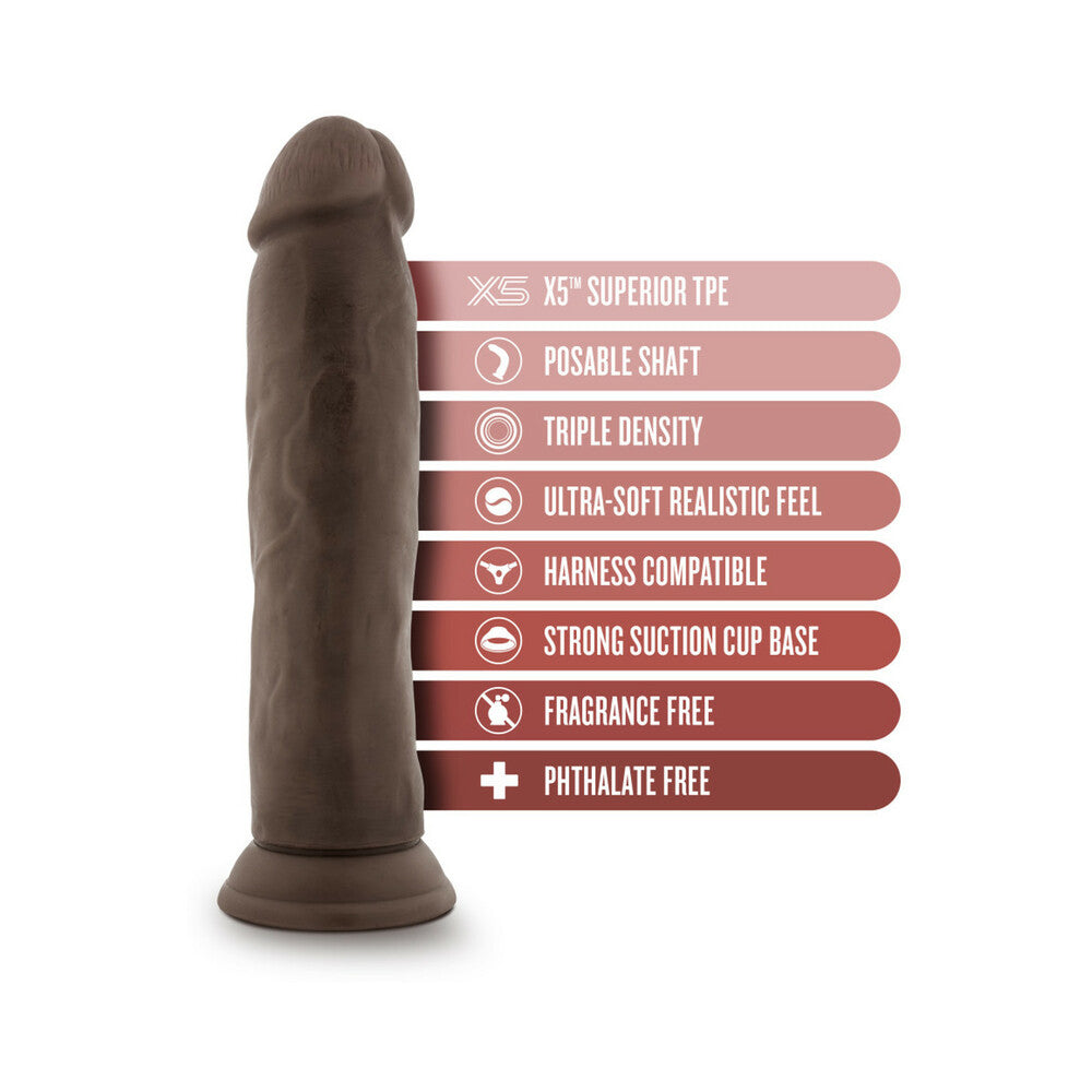 DR. SKIN PLUS THICK 9 IN. TRIPLE DENSITY POSABLE DILDO BROWN