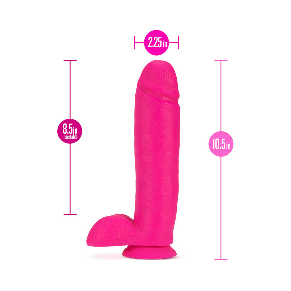 NEO 10 IN. DUAL DENSITY DILDO WITH BALLS NEON PINK