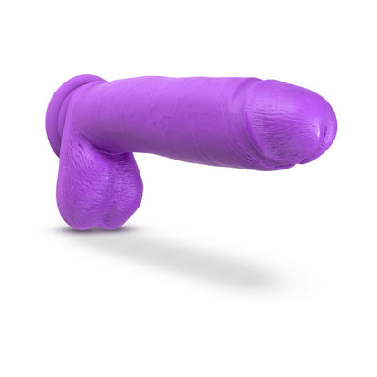 NEO 11 IN. DUAL DENSITY DILDO WITH BALLS NEON PURPLE