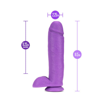 NEO 11 IN. DUAL DENSITY DILDO WITH BALLS NEON PURPLE