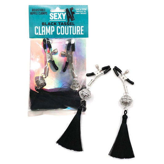 LITTLE GENIE - AF SEXY NIPPLE CLAMPS BLACK TASSLE