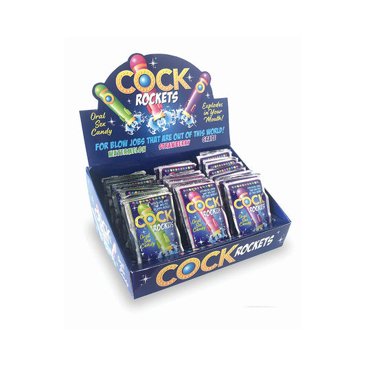 LITTLE GENIE - COCK ROCKETS ORAL SEX CANDY ASSORTED FLAVOR 36-PIECE DISPLAY
