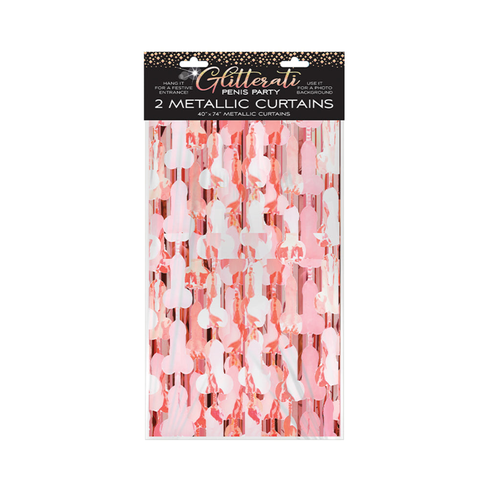 GLITTERATI PENIS PARTY METALLIC FOIL CURTAINS 2-PACK