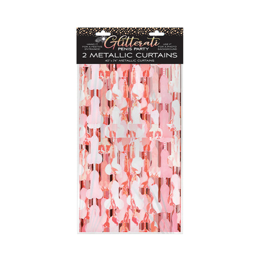 GLITTERATI PENIS PARTY METALLIC FOIL CURTAINS 2-PACK