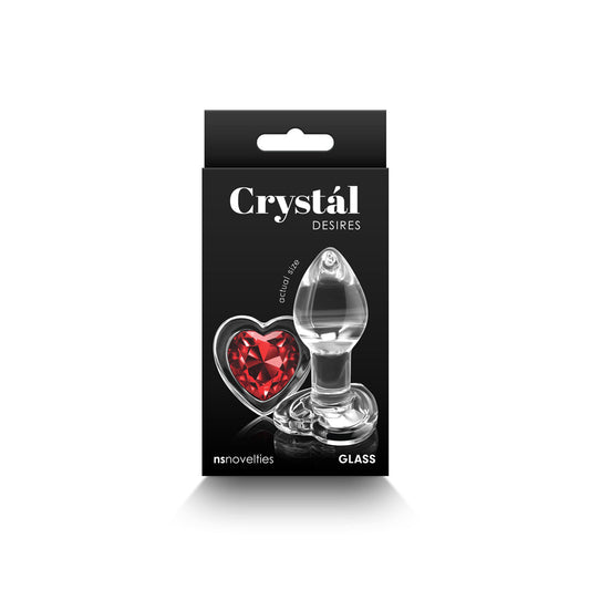 NS NOVELTIES - CRYSTAL DESIRES RED HEART GEM GLASS PLUG SMALL