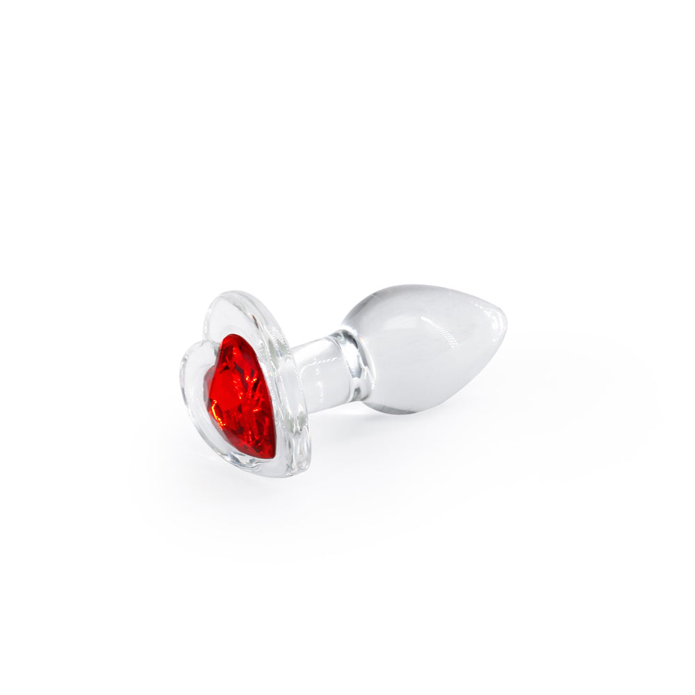 NS NOVELTIES - CRYSTAL DESIRES RED HEART GEM GLASS PLUG SMALL