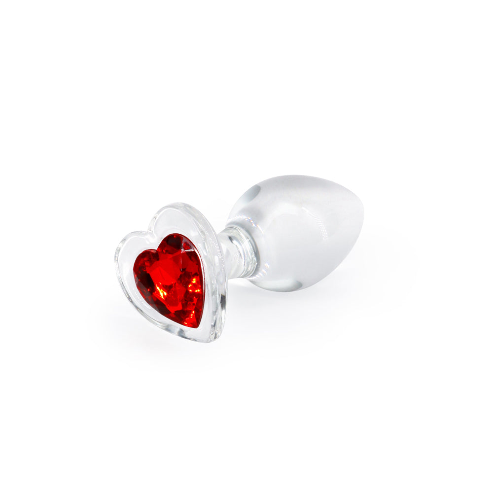 NS NOVELTIES - CRYSTAL DESIRES RED HEART GEM GLASS PLUG MEDIUM
