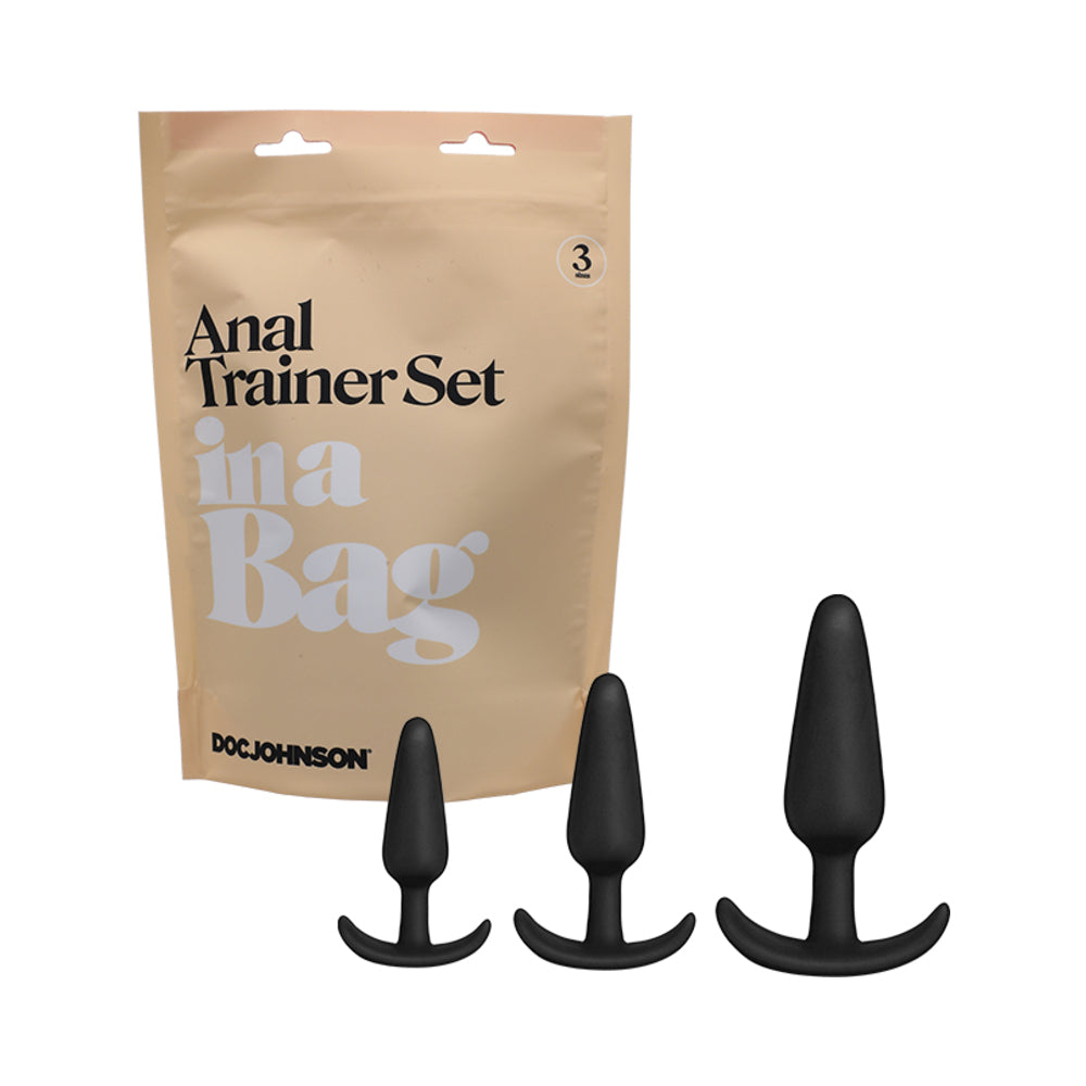 DOC JOHNSON - ANAL PLUG TRAINER SET IN A BAG 3-PIECE SILICONE BLACK