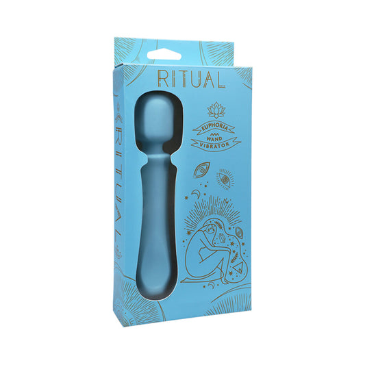 RITUAL EUPHORIA RECHARGEABLE SILICONE WAND VIBRATOR BLUE