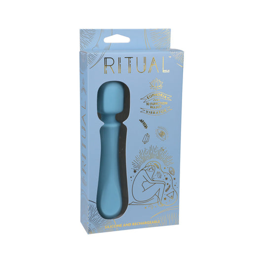 DOC JOHNSON - RITUAL EUPHORIA RECHARGEABLE SILICONE WAND VIBRATOR BLUE