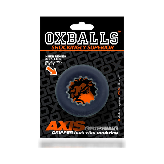 OXBALLS AXIS RIB GRIPHOLD COCKRING BLACK ICE