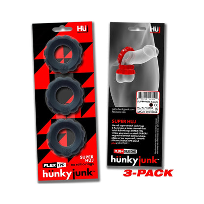 OXBALLS - HUNKYJUNK SUPERHUJ 3-PACK COCKRINGS TAR ICE