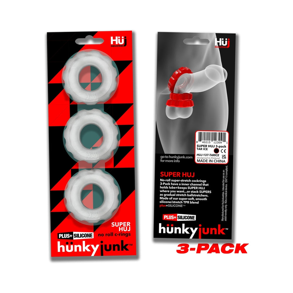 OXBALLS - HUNKYJUNK SUPERHUJ 3-PACK COCKRINGS CLEAR ICE