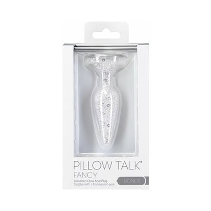 PILLOW TALK FANCY GLASS ANAL PLUG WITH GLITTER AND GEM BASE