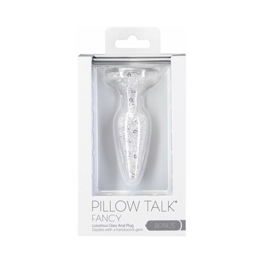 PILLOW TALK FANCY GLASS ANAL PLUG WITH GLITTER AND GEM BASE