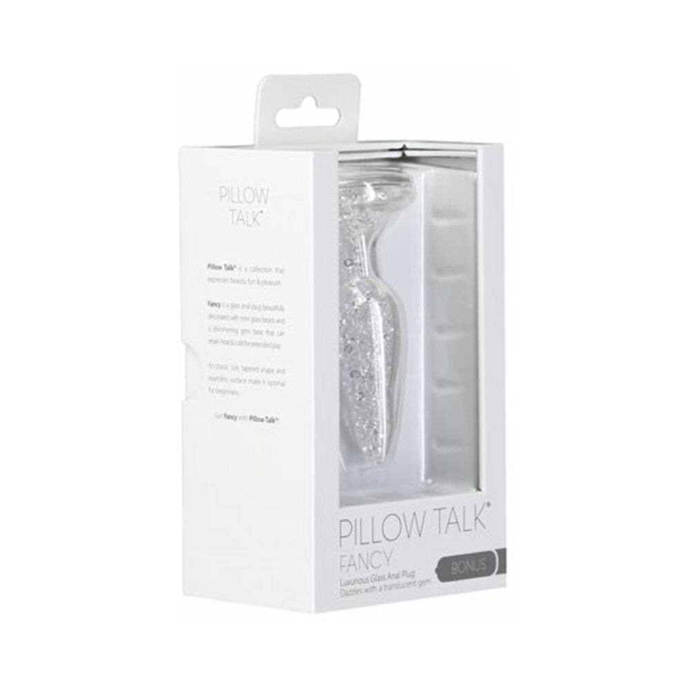 PILLOW TALK FANCY GLASS ANAL PLUG WITH GLITTER AND GEM BASE