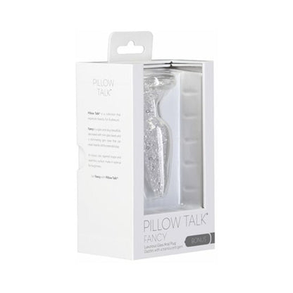 PILLOW TALK FANCY GLASS ANAL PLUG WITH GLITTER AND GEM BASE