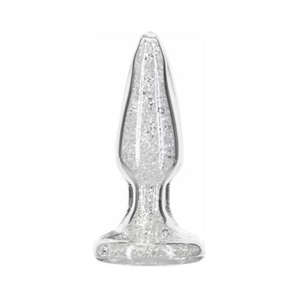 PILLOW TALK FANCY GLASS ANAL PLUG WITH GLITTER AND GEM BASE