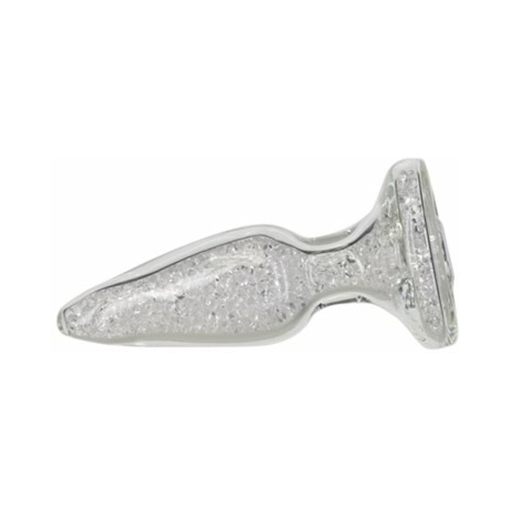 PILLOW TALK FANCY GLASS ANAL PLUG WITH GLITTER AND GEM BASE