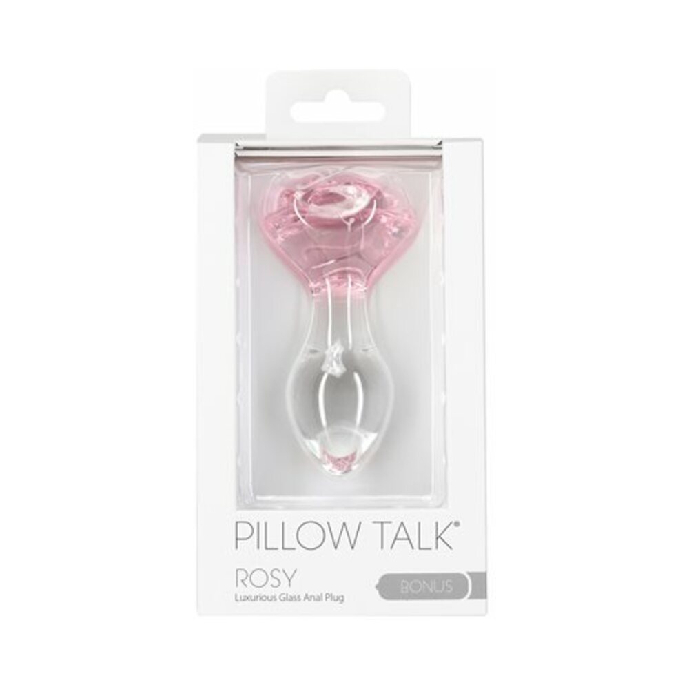 BMS - PILLOW TALK ROSY GLASS ANAL PLUG WITH PINK ROSE BASE