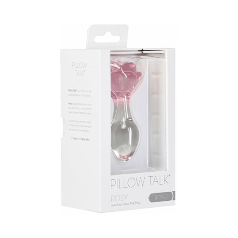 BMS - PILLOW TALK ROSY GLASS ANAL PLUG WITH PINK ROSE BASE