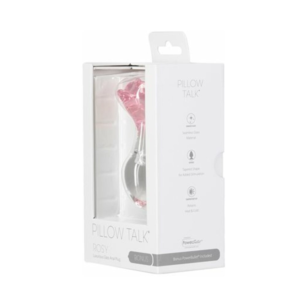 BMS - PILLOW TALK ROSY GLASS ANAL PLUG WITH PINK ROSE BASE
