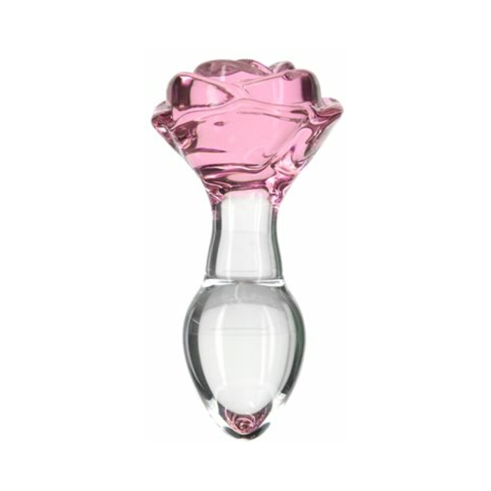 BMS - PILLOW TALK ROSY GLASS ANAL PLUG WITH PINK ROSE BASE