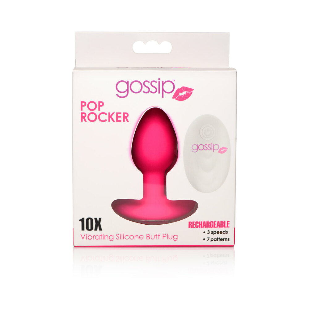 CURVE TOYS GOSSIP POP ROCKER RECHARGEABLE REMOTE-CONTROLLED SILICONE VIBRATING ANAL PLUG MAGENTA
