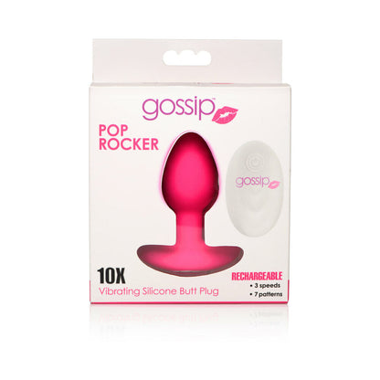 CURVE TOYS GOSSIP POP ROCKER RECHARGEABLE REMOTE-CONTROLLED SILICONE VIBRATING ANAL PLUG MAGENTA
