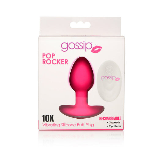 CURVE TOYS GOSSIP POP ROCKER RECHARGEABLE REMOTE-CONTROLLED SILICONE VIBRATING ANAL PLUG MAGENTA